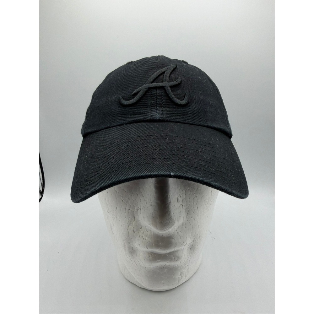 47 Brand Atlanta Braves Hat Mens Black MLB Baseball Cap OSFA Adjustable Dad Hat